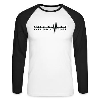 Origamist Origami Heartbeat Japanese Paper Folding - Unisex Long Sleeve Baseball T-Shirt - white/black - Front - Nik (191cm)