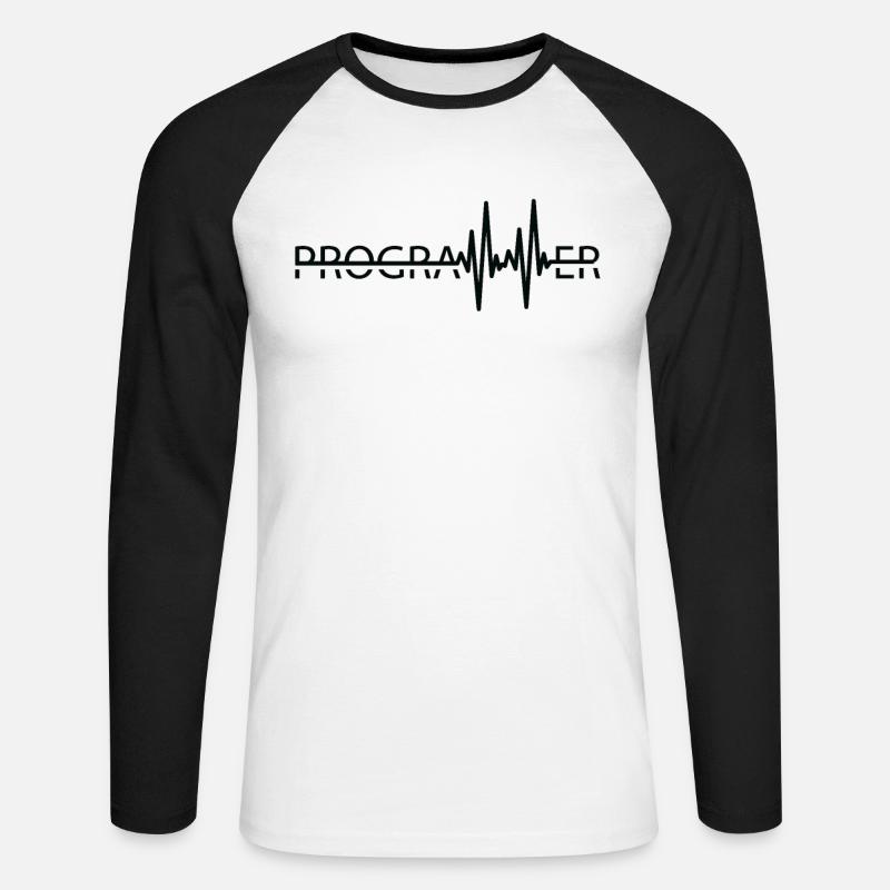 Programmierer Heartbeat Programmierung Coder - Unisex Baseballshirt langarm - Weiß/Schwarz