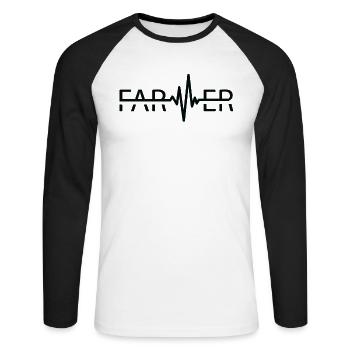 Bauer Herzklopfen Kuh Viehzüchter Landwirtschaft - Unisex Baseballshirt langarm - Weiß/Schwarz - Vorne - Nik (191cm)