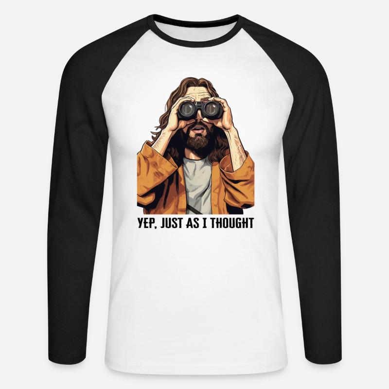 Gesù Meme Binocolo Sì, è esattamente quello che ho ottenuto io stesso - Maglia da baseball a manica lunga da uomo - bianco/nero