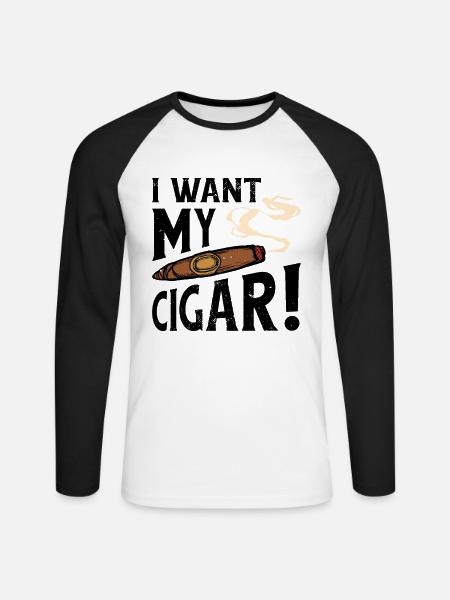 Zigarre Rauchen Zigarren Raucher - Unisex Baseballshirt langarm - Weiß/Schwarz