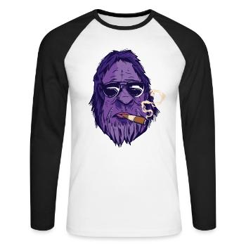 Cigar Smoking Cigars Smoker - Unisex Long Sleeve Baseball T-Shirt - white/black - Front - Nik (191cm)