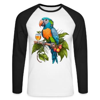 Fête des perroquets - T-shirt baseball manches longues Homme - blanc/noir - Devant - Nik (191cm)
