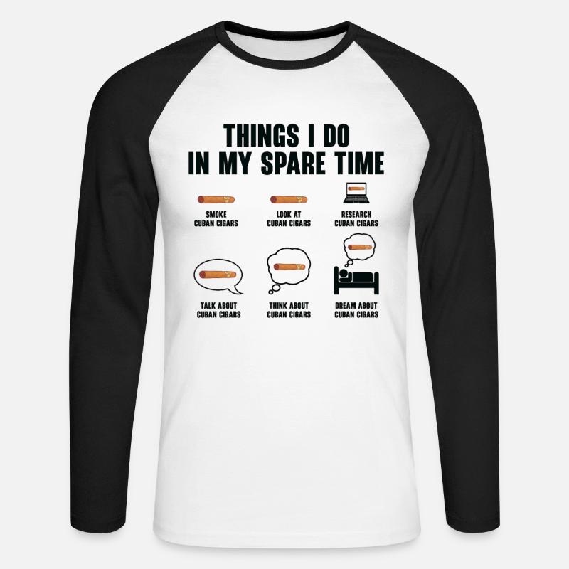 Zigarre Rauchen Zigarren Raucher - Unisex Baseballshirt langarm - Weiß/Schwarz