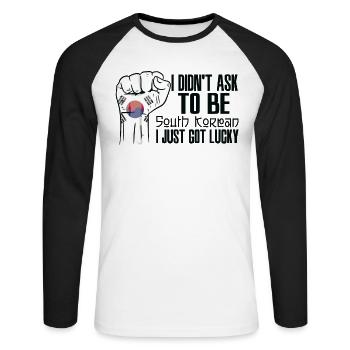 Südkoreanischer Stolz Südkoreanische Flagge - Unisex Baseballshirt langarm - Weiß/Schwarz - Vorne - Nik (191cm)