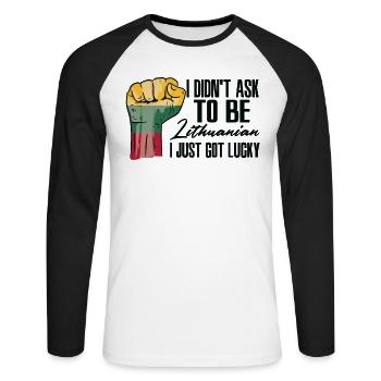 Lithuanian Pride Lithuania Flag Grown Lithuanian - Unisex Long Sleeve Baseball T-Shirt - white/black - Front - Nik (191cm)