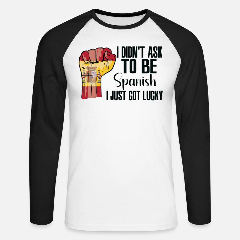 Spanischer Stolz Spanische Flagge Gewachsen - Unisex Baseballshirt langarm - Weiß/Schwarz