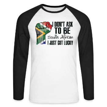 Fierté sud-africaine Drapeau sud-africain - T-shirt baseball manches longues Homme - blanc/noir - Devant - Nik (191cm)