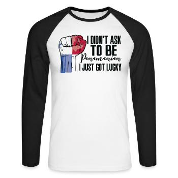 Panamanian Pride Panama Flag Grown Panamanian - Unisex Long Sleeve Baseball T-Shirt - white/black - Front - Nik (191cm)