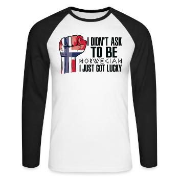 Fierté norvégienne Drapeau norvégien cultivé - T-shirt baseball manches longues Homme - blanc/noir - Devant - Nik (191cm)