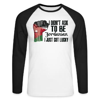 Fierté jordanienne Drapeau jordanien cultivé - T-shirt baseball manches longues Homme - blanc/noir - Devant - Nik (191cm)
