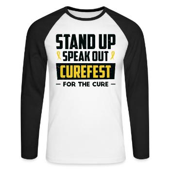 CureFest 2023 CureFest pour les patients atteints de cancer infantile - T-shirt baseball manches longues Homme - blanc/noir - Devant - Nik (191cm)