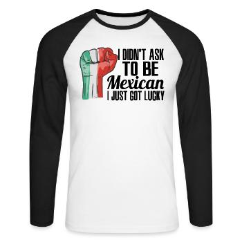 Fierté mexicaine Drapeau mexicain Racines mexicaines cultivées - T-shirt baseball manches longues Homme - blanc/noir - Devant - Nik (191cm)