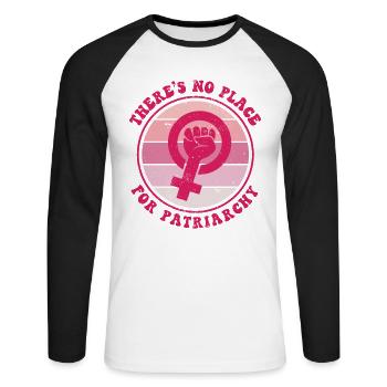 Féminisme Féminisme Femmes Égalité - T-shirt baseball manches longues Homme - blanc/noir - Devant - Nik (191cm)