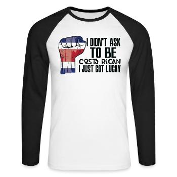 Costa Rican Pride Costa Rica Flag Grown Costa - Unisex Long Sleeve Baseball T-Shirt - white/black - Front - Nik (191cm)