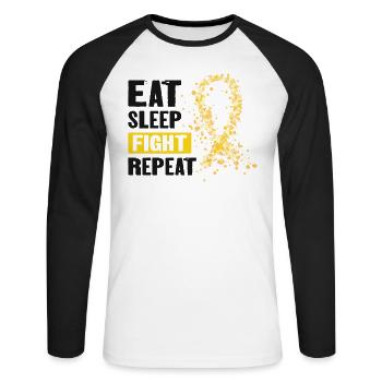 CureFest 2023 CureFest pour les patients atteints de cancer infantile - T-shirt baseball manches longues Homme - blanc/noir - Devant - Nik (191cm)