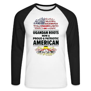 Ugandische amerikanische Patriotin USA Gewachsen - Unisex Baseballshirt langarm - Weiß/Schwarz - Vorne - Nik (191cm)