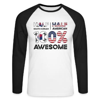 Südkoreanischer amerikanischer Patriot USA - Unisex Baseballshirt langarm - Weiß/Schwarz - Vorne - Nik (191cm)
