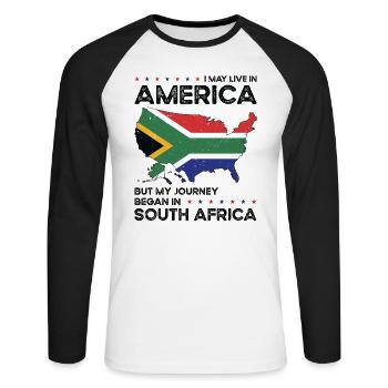 Südafrikanischer amerikanischer Patriot USA - Unisex Baseballshirt langarm - Weiß/Schwarz - Vorne - Nik (191cm)