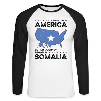 Somali American Patriot USA Grown - T-shirt baseball manches longues Homme - blanc/noir - Devant - Nik (191cm)