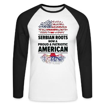 Serbisch Amerikanischer Patriot USA Gewachsen - Unisex Baseballshirt langarm - Weiß/Schwarz - Vorne - Nik (191cm)