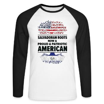 Salvadorianischer amerikanischer Patriot USA - Unisex Baseballshirt langarm - Weiß/Schwarz - Vorne - Nik (191cm)