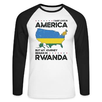 Rwandan American Patriot USA Grown Rwanda US Flag - Unisex Long Sleeve Baseball T-Shirt - white/black - Front - Nik (191cm)
