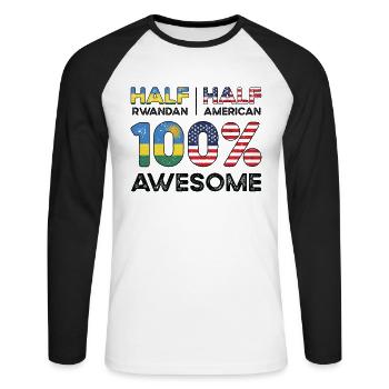 Rwandan American Patriot USA Grown - T-shirt baseball manches longues Homme - blanc/noir - Devant - Nik (191cm)