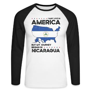 Nicaraguan American Patriot USA Grown Nicaragua - Unisex Long Sleeve Baseball T-Shirt - white/black - Front - Nik (191cm)