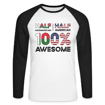 Madagascar American Patriot USA Grown - T-shirt baseball manches longues Homme - blanc/noir - Devant - Nik (191cm)