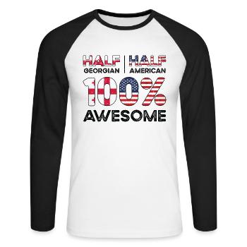 Georgischer amerikanischer Patriot USA Gewachsen - Unisex Baseballshirt langarm - Weiß/Schwarz - Vorne - Nik (191cm)