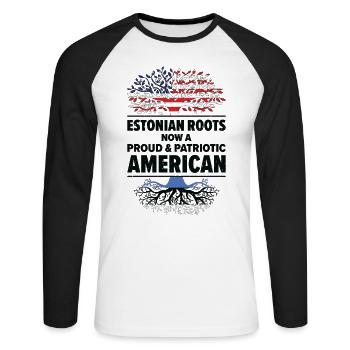 Estonien américain Patriot USA Cultivé - T-shirt baseball manches longues Homme - blanc/noir - Devant - Nik (191cm)