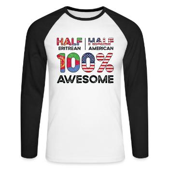 Eritreische amerikanische Patriotin USA Gewachsen - Unisex Baseballshirt langarm - Weiß/Schwarz - Vorne - Nik (191cm)