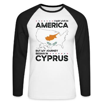 Cypriot American Patriot USA Grown Cyprus US Flag - Unisex Long Sleeve Baseball T-Shirt - white/black - Front - Nik (191cm)