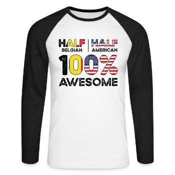 Belgisch Amerikanischer Patriot USA Gewachsen - Unisex Baseballshirt langarm - Weiß/Schwarz - Vorne - Nik (191cm)