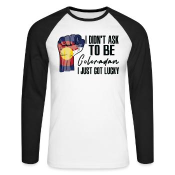 Coloradan Amerikaner US-Patriot USA Gewachsen - Unisex Baseballshirt langarm - Weiß/Schwarz - Vorne - Nik (191cm)