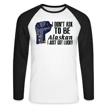 Alaska Amerikaner US-Patriot USA Gewachsen Alaska - Unisex Baseballshirt langarm - Weiß/Schwarz - Vorne - Nik (191cm)