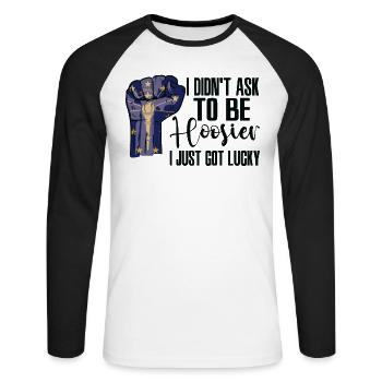Hoosier Amerikaner US-Patriot USA Gewachsen - Unisex Baseballshirt langarm - Weiß/Schwarz - Vorne - Nik (191cm)