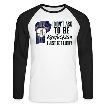 Kentuckianer Amerikaner US-Patriot USA Gewachsen - Unisex Baseballshirt langarm - Weiß/Schwarz - Vorne - Nik (191cm)