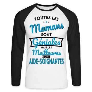 Mamans géniales meilleures sont Aide-Soignantes - T-shirt baseball manches longues Homme - blanc/noir - Devant - Nik (191cm)