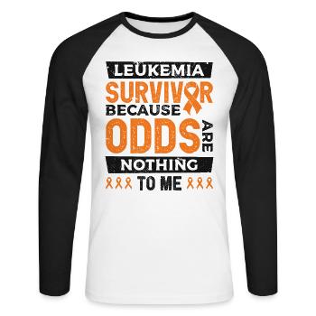 Leukemia Awareness Month Leukemia Cancer Ribbon - Unisex Long Sleeve Baseball T-Shirt - white/black - Front - Nik (191cm)