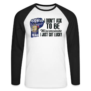 Wisconsinite américain États-Unis patriote États-Unis cultivé - T-shirt baseball manches longues Homme - blanc/noir - Devant - Nik (191cm)