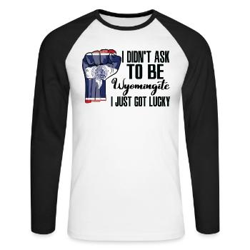 Wyomingite Amerikaner US-Patriot USA Gewachsen - Unisex Baseballshirt langarm - Weiß/Schwarz - Vorne - Nik (191cm)