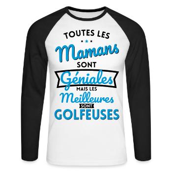 Mamans sont géniales les meilleures sont Golfeuses - T-shirt baseball manches longues Homme - blanc/noir - Devant - Nik (191cm)