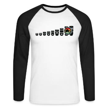 Fotograf Objektiv Kamera Fotograf Enthusiast - Unisex Baseballshirt langarm - Weiß/Schwarz - Vorne - Nik (191cm)