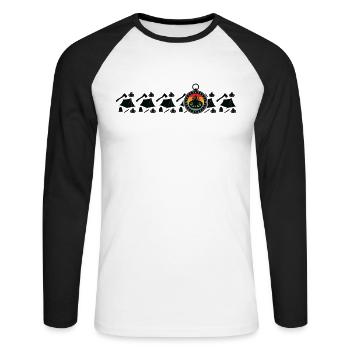 Camping randonneur de montagne randonnée aventure en plein air - T-shirt baseball manches longues Homme - blanc/noir - Devant - Nik (191cm)