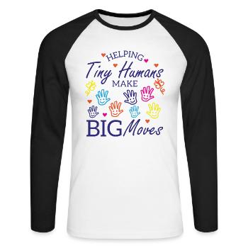 Ergothérapeute Ergothérapie Tiny Humans OT - T-shirt baseball manches longues Homme - blanc/noir - Devant - Nik (191cm)