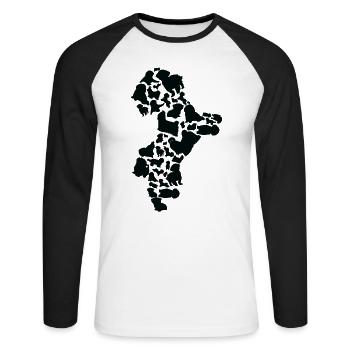 Shih Tzu Chien Maman Shih Tzu Papa - T-shirt baseball manches longues Homme - blanc/noir - Devant - Nik (191cm)