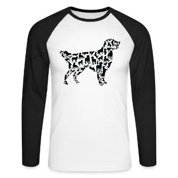 Golden Retriever Dog Golden Retriever Silhouette - Unisex Long Sleeve Baseball T-Shirt - white/black - Front - Nik (191cm)