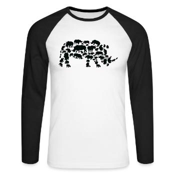 Rhinoceros Wildlife Africa Rhinoceros Silhouette - Unisex Long Sleeve Baseball T-Shirt - white/black - Front - Nik (191cm)